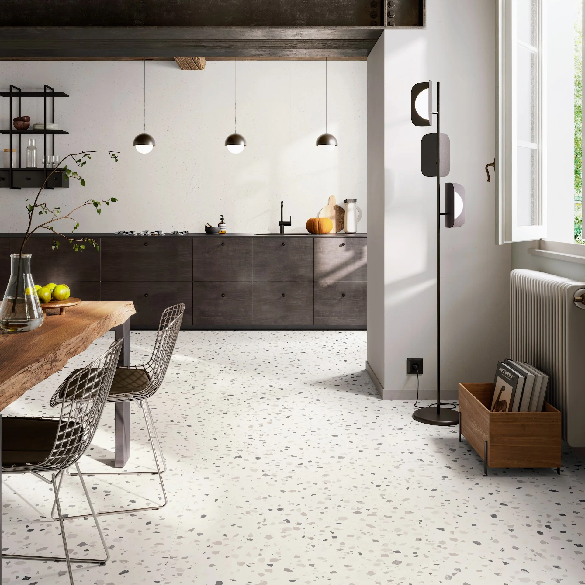 Verona Medium White Terrazzo Concrete style Porcelain Tiles 60cm x 60cm